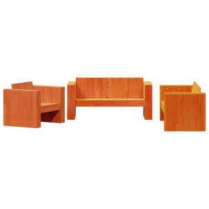 2 pcs conjunto lounge de jardim pinho maciço castanho-mel H
