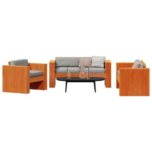 2 pcs conjunto lounge de jardim pinho maciço castanho-mel M 3