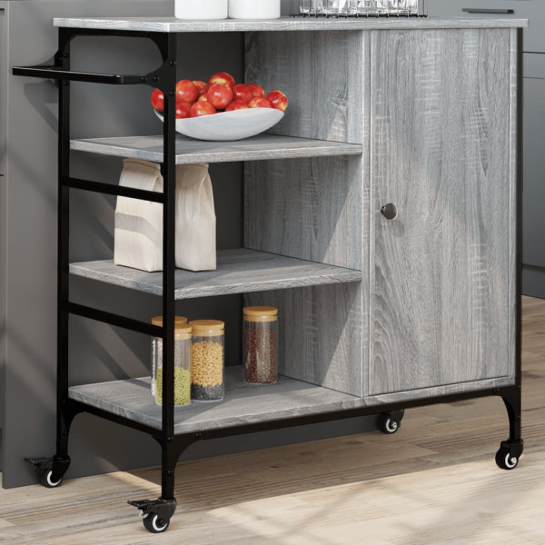 Carrito de cocina de madera gris Sonoma 87.5x38.5x84.5 cm D