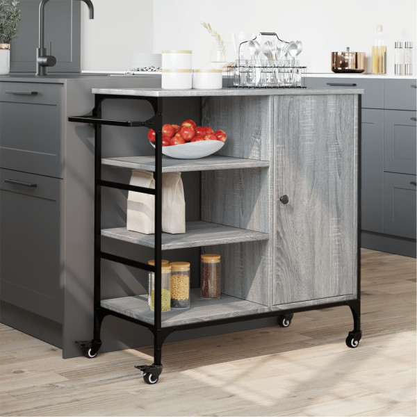 Carrito de cocina de madera gris Sonoma 87.5x38.5x84.5 cm M 3