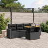 5 pcs conjunto sofás de jardim com almofadões vime PE preto 1