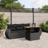 Set de muebles de jardín 5 pzas y cojines ratán sintético negro 1