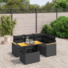 5 pcs conjunto sofás de jardim com almofadões vime PE preto 1