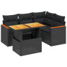 5 pcs conjunto sofás de jardim com almofadões vime PE preto 2