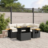 5 pcs conjunto sofás de jardim com almofadões vime PE preto 1