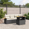 5 pcs conjunto sofás de jardim com almofadões vime PE preto 1