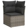 9 pcs conjunto sofás p/ jardim com almofadões vime PE cinzento 4