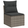9 pcs conjunto sofás p/ jardim com almofadões vime PE cinzento 5