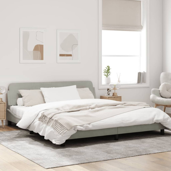 Estrutura da cama com cabeceira de veludo cinza claro 180x200cm M 3