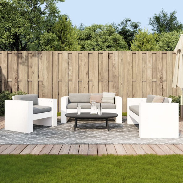 2 pcs conjunto lounge de jardim madeira de pinho maciça branco D
