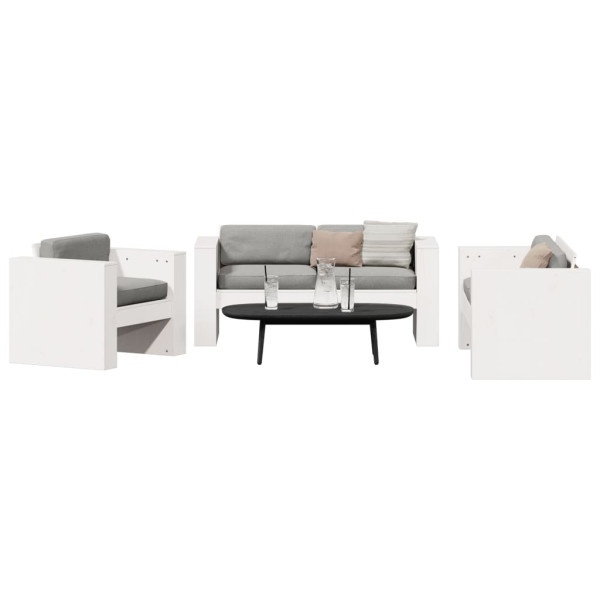 2 pcs conjunto lounge de jardim madeira de pinho maciça branco M 3