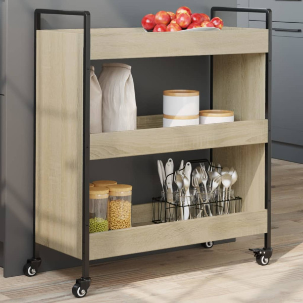 Carrito de cocina madera de ingeniería roble Sonoma 70x30x82 cm D