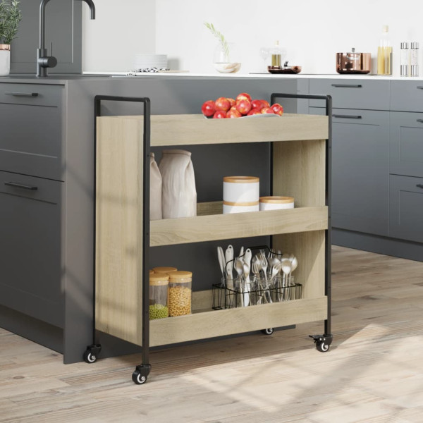 Carrito de cocina madera de ingeniería roble Sonoma 70x30x82 cm M 4