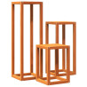 Soportes para plantas 3 piezas madera maciza pino marrón cera 2