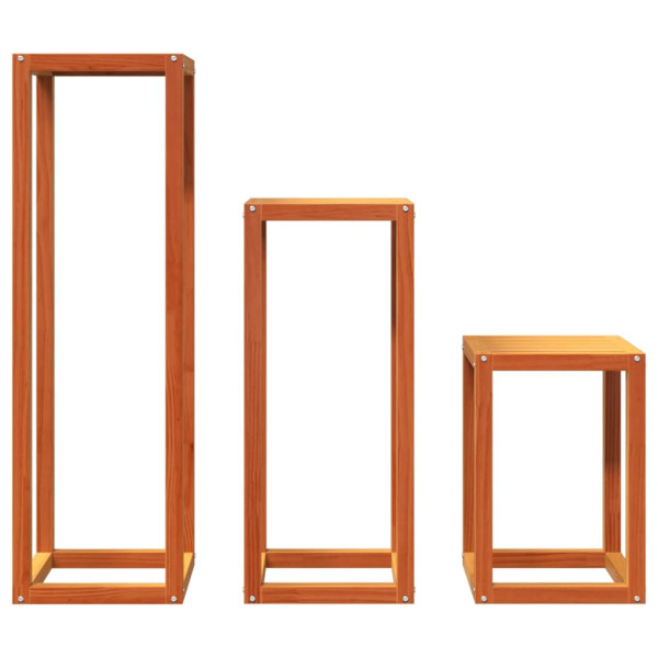 Suportes para vasos 3 pcs madeira de pinho maciça castanho-mel M 5