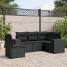Set de muebles de jardín 5 pzas y cojines ratán sintético negro 1