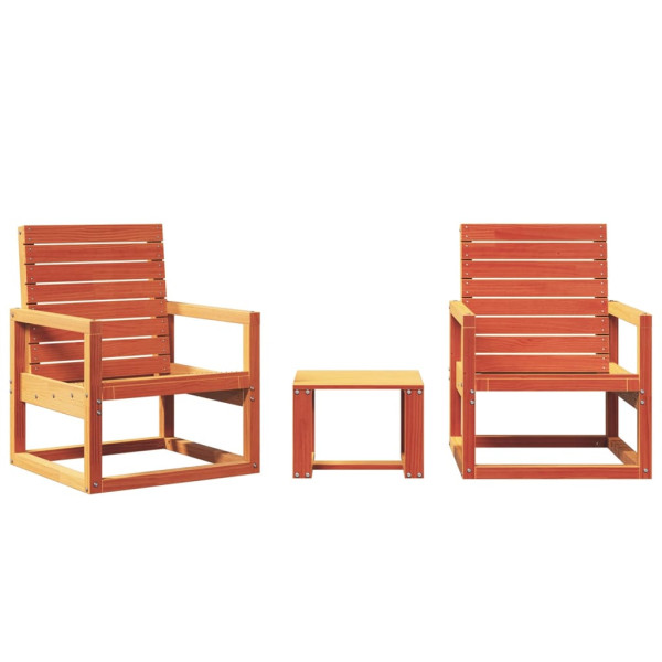 3 pcs conjunto lounge de jardim pinho maciço castanho-mel M 2