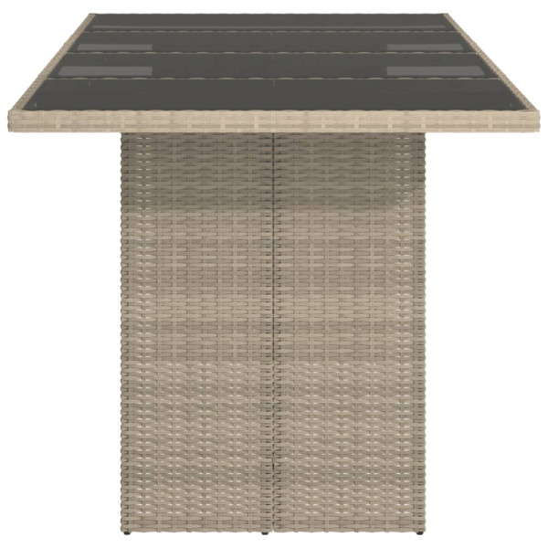 Mesa jardín superficie vidrio ratán PE gris claro 190x80x74 cm M 4
