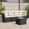 5 pcs conjunto sofás de jardim com almofadões vime PE preto 1