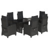 Set de comedor de jardín 7 pzas y cojines ratán sintético negro 2