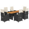 Set de comedor de jardín 7 pzas y cojines ratán sintético negro 2