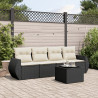 5 pcs conjunto sofás de jardim com almofadões vime PE preto 1