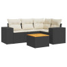 Set de muebles de jardín 5 pzas y cojines ratán sintético negro 2
