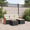 Set de muebles de jardín 5 pzas y cojines ratán sintético negro 1