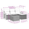 Set de muebles de jardín 5 pzas y cojines ratán sintético negro 3