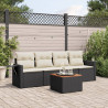 5 pcs conjunto sofás de jardim com almofadões vime PE preto 1