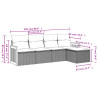Set de muebles de jardín 5 pzas y cojines ratán sintético negro 3