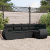 Set de muebles de jardín 5 pzas y cojines ratán sintético negro 1