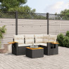 5 pcs conjunto sofás de jardim com almofadões vime PE preto 1