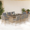 Set comedor de jardín 9 pzas con cojines ratán sintético beige 1