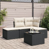 Set de muebles de jardín 5 pzas y cojines ratán sintético negro 1