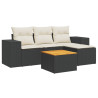 5 pcs conjunto sofás de jardim com almofadões vime PE preto 2