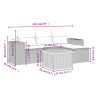 Set de muebles de jardín 5 pzas y cojines ratán sintético negro 3