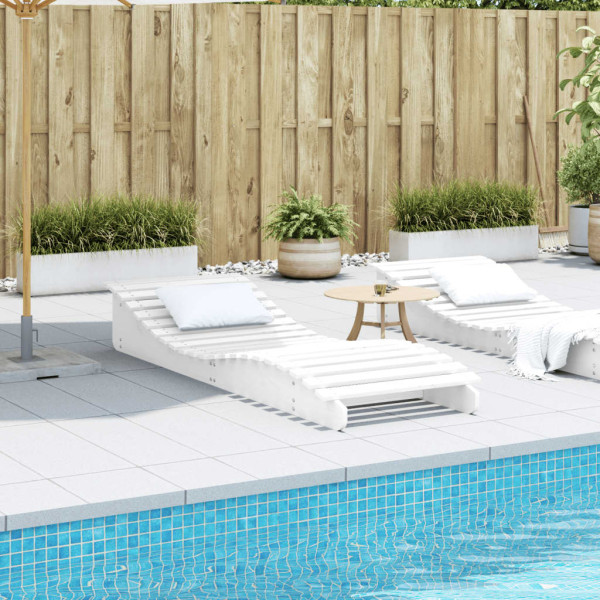 Tumbona de madera maciza de pino blanca 205x70x31.5 cm M 3