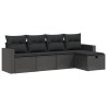 Set de muebles de jardín 5 pzas y cojines ratán sintético negro 2