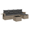 Set de muebles de jardín 6 pzas y cojines ratán sintético gris 2