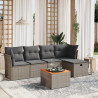 Set de muebles de jardín 6 pzas y cojines ratán sintético gris 1