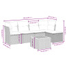 Set de muebles de jardín 6 pzas y cojines ratán sintético gris 3