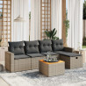 6 pcs conjunto sofás de jardim com almofadões vime cinzento 1