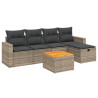 Set de muebles de jardín 6 pzas y cojines ratán sintético gris 2