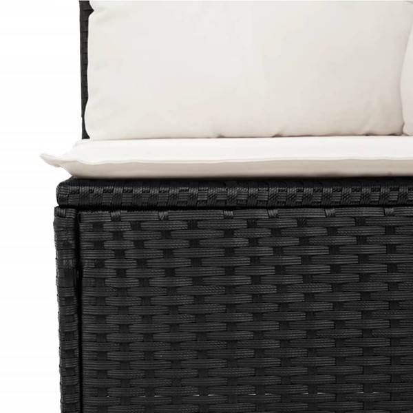 5 pcs conjunto sofás de jardim com almofadões vime PE preto M 3