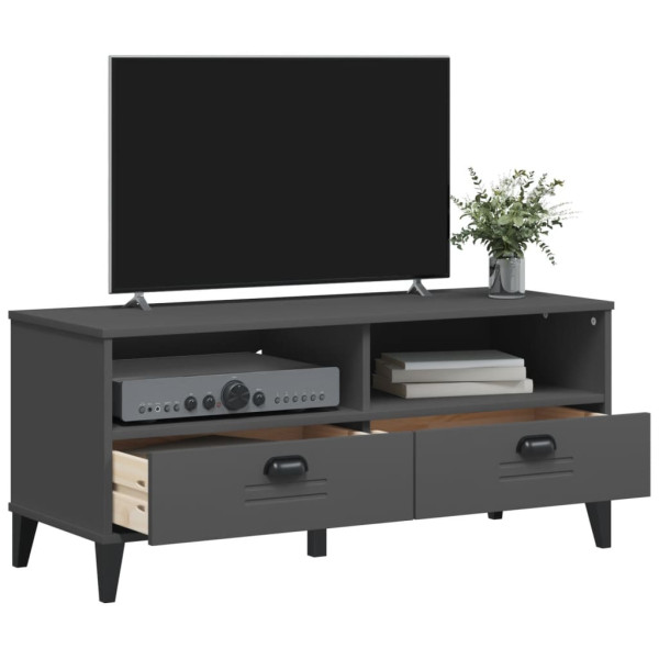 Mueble de TV VIKEN madera maciza de pino gris antracita M 4