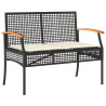 4 pcs conjunto lounge de jardim c/ almofadões vime PE preto 4