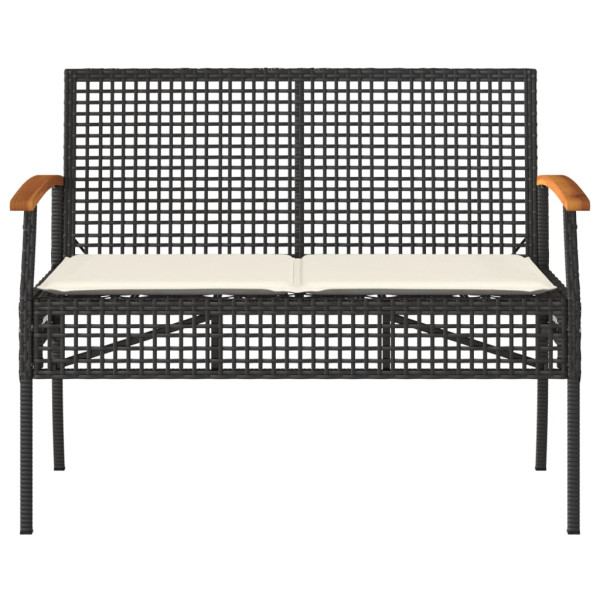 4 pcs conjunto lounge de jardim c/ almofadões vime PE preto M 5