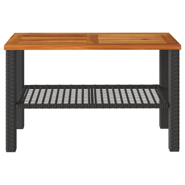 Mesa de jardín ratán sintético madera acacia negro 70x38x42 cm M 4
