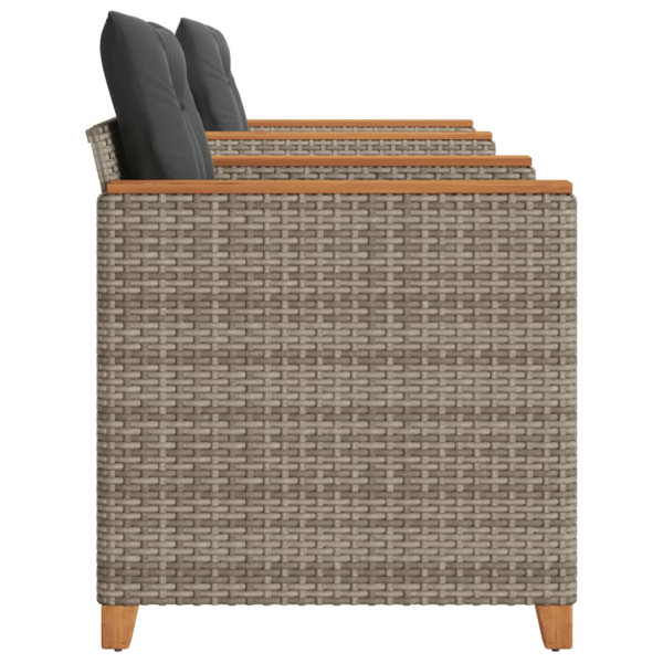 Conjunto de bistrô com almofadões 3 pcs vime PE e acácia cinza M 4